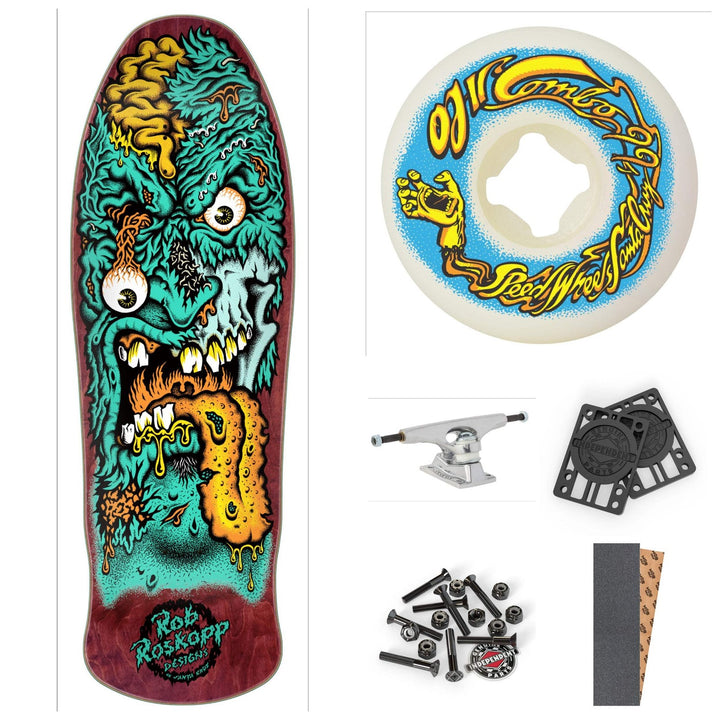 Santa Cruz Roskopp Face 2 Burgundy Stain 9.9" Complete Skateboard
