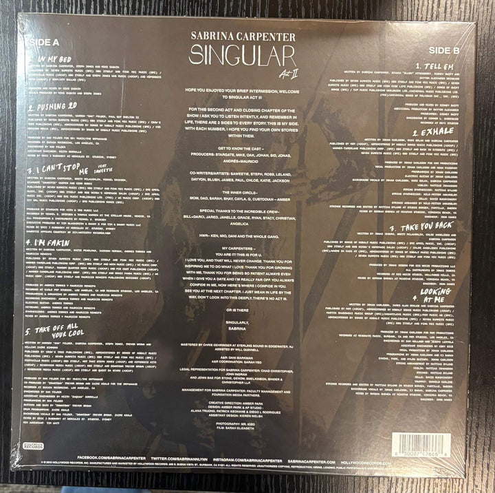 SABRINA CARPENTER – SINGULAR ACT II VINYL LP