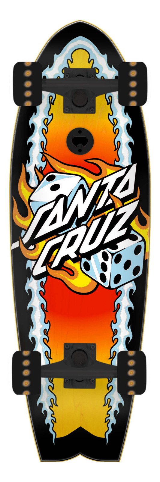 Santa Cruz Flaming Dice Dot Shark Cruzer Complete Skateboard 8.8 x 27.7