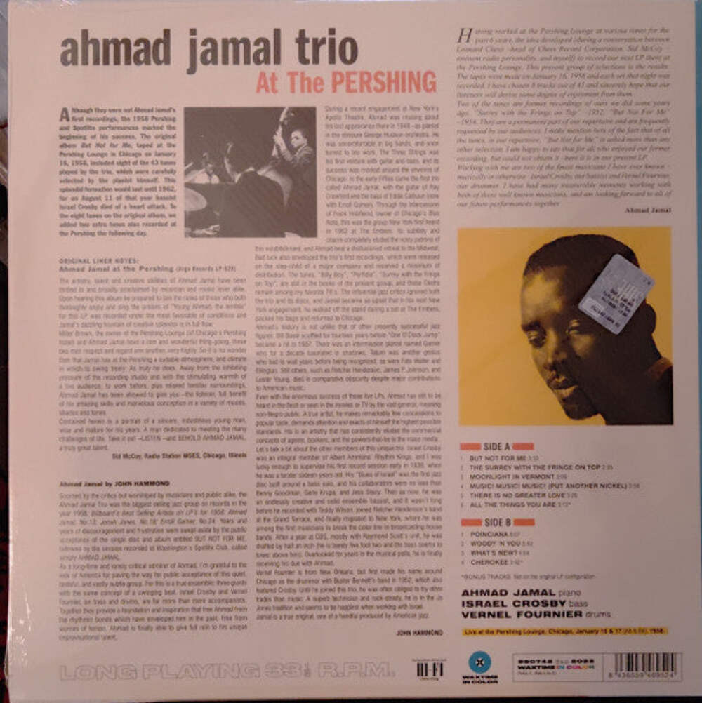 Ahmad Jamal Trio – Ahmad Jamal At The Pershing - But Not For Me 180G Blue Color
