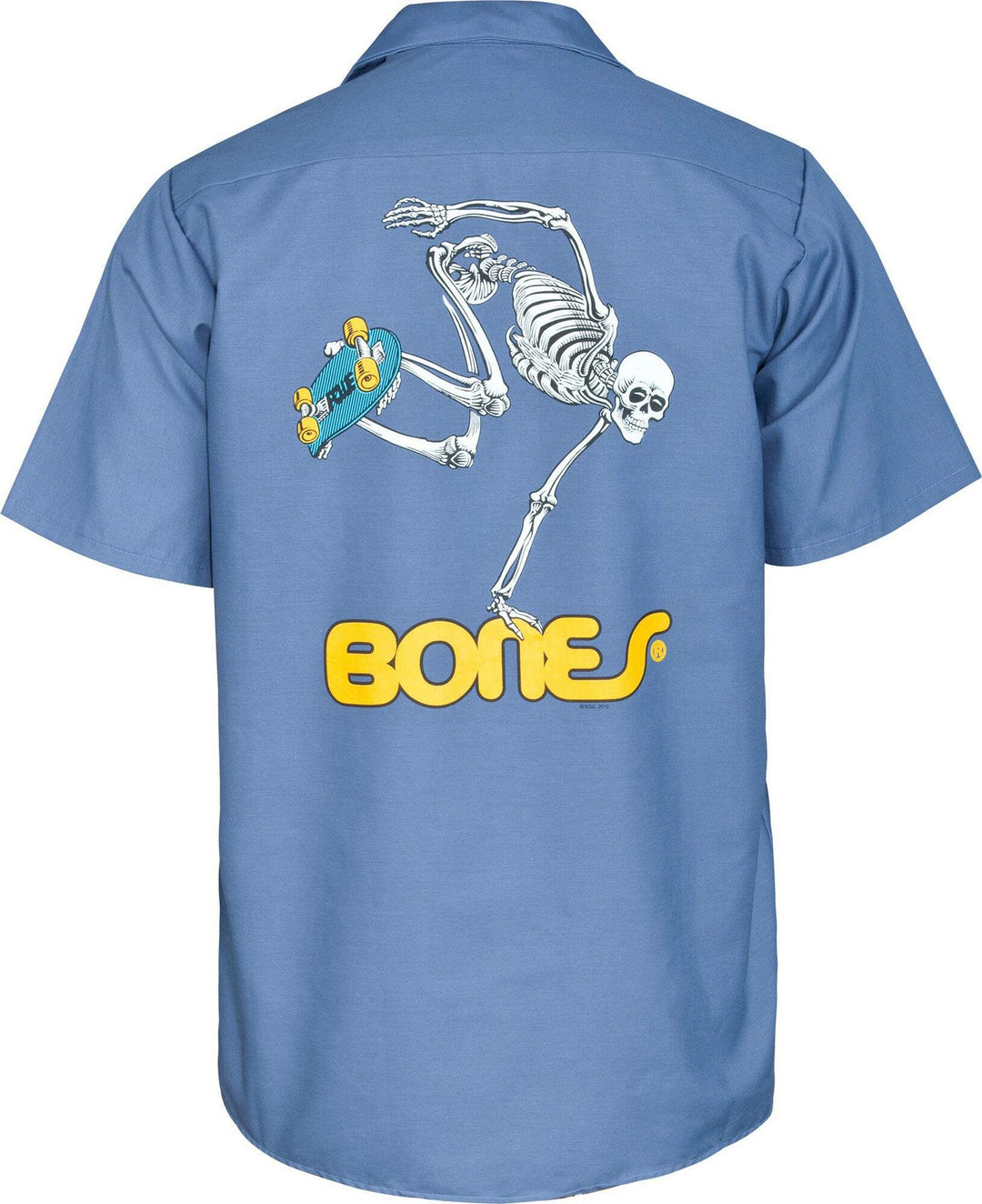 Powell Peralta Skateboard Skeleton Blue Work Shirt