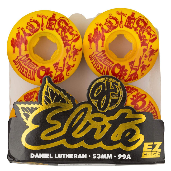 OJ Daniel Lutheran ELITE EZ EDGE Orange Yellow 53mm 99a SKATEBOARD WHEELS