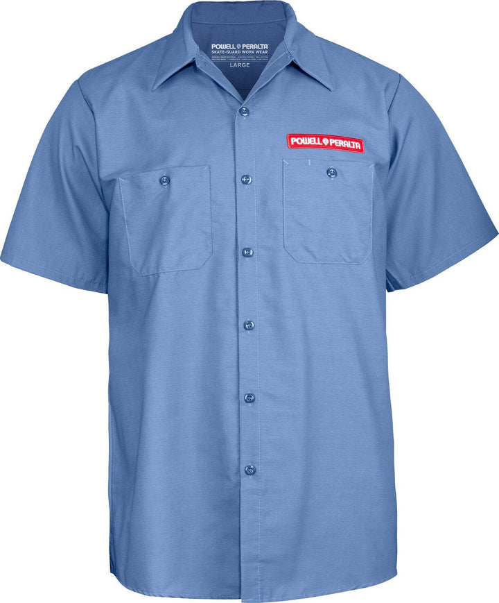 Powell Peralta Skateboard Skeleton Blue Work Shirt