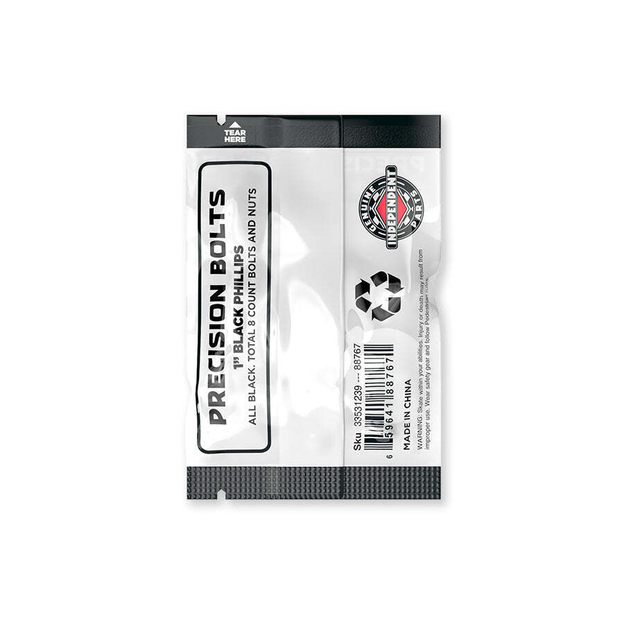 Independent Truck Co. Genuine Parts 1" Black Skateboard Mounting Hardware