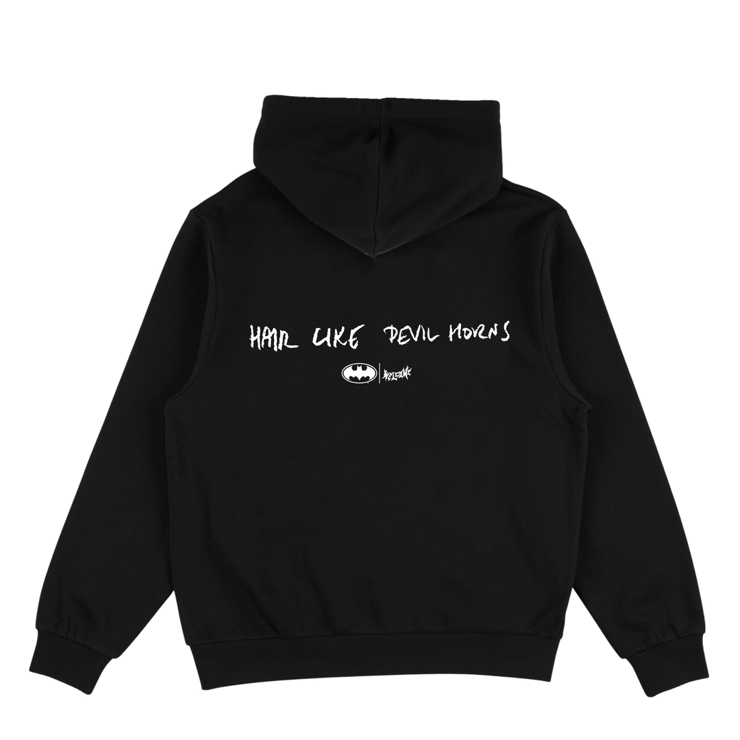 WELCOME X BATMAN DEVIL HORNS HOODED SWEATSHIRT