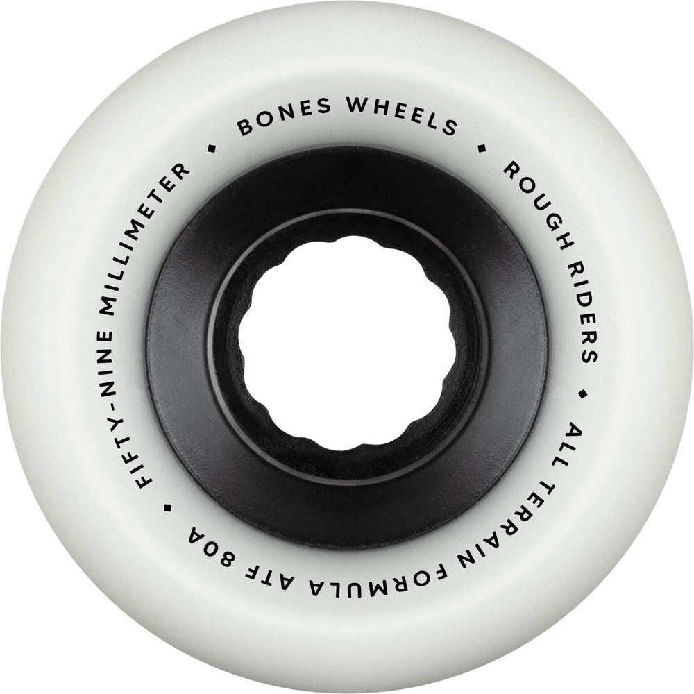 Bones Atf Rough Riders 59Mm 80A White All Terrain Skateboard Wheels