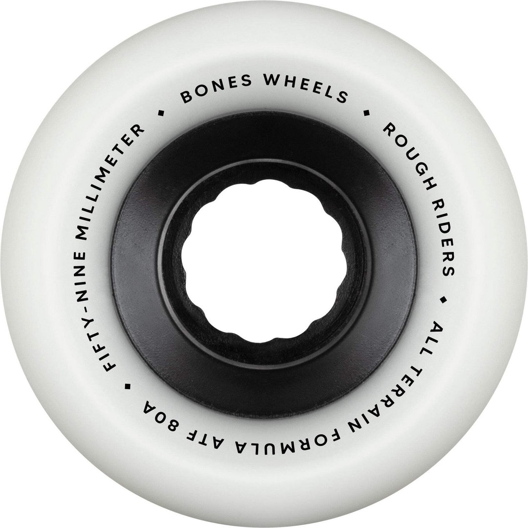 BONES ATF Rough Riders 59mm 80a White All Terrain Skateboard Wheels