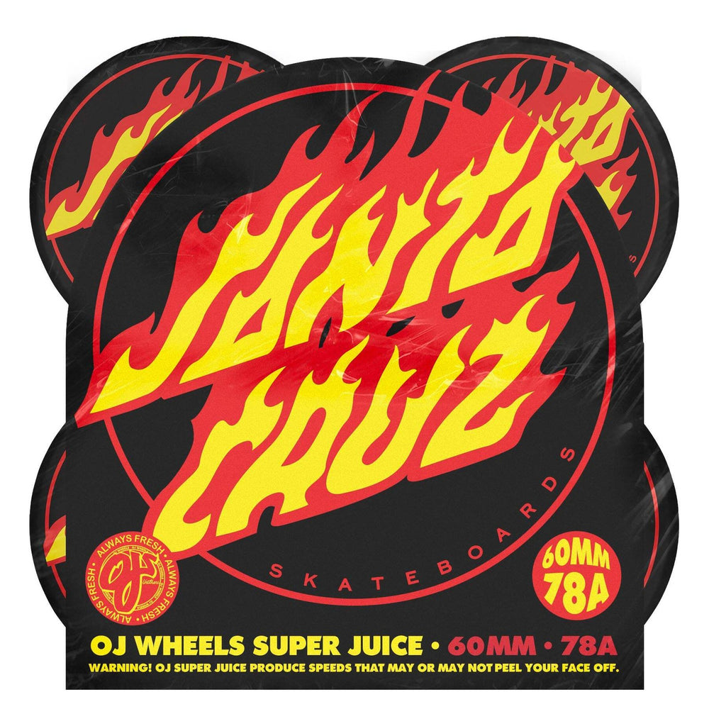 Oj X Santa Cruz Flame Dot Super Juice Black 60Mm 78A Skateboard Wheels