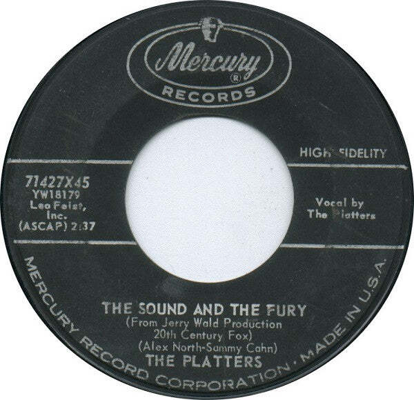 Platters, The – The Sound And The Fury / Enchanted Vinyl 7" Record *Used 1959 Re