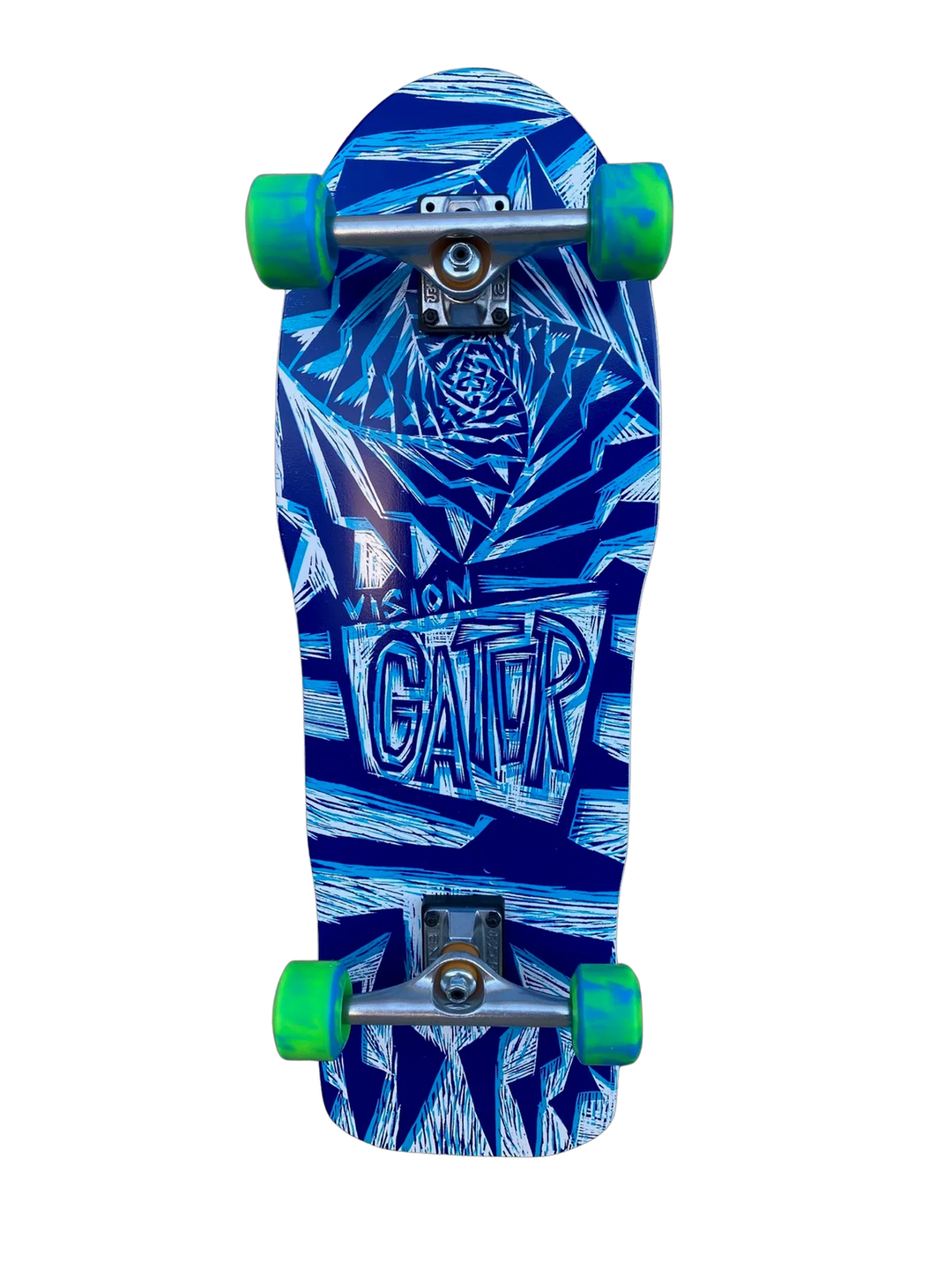 Vision Gator II Woodcut Art White/Blue 10.25" Complete Skateboard
