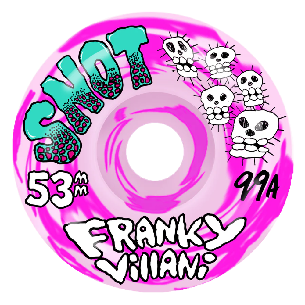 Snot Franky Villani Skulls Pink Swirl 53mm 99a Skateboard Wheels