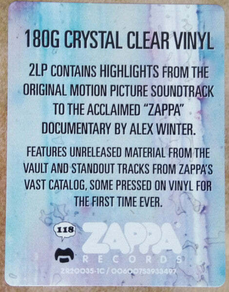 Frank Zappa – Zappa (Original Motion Picture Soundtrack) 2xLP Vinyl Record