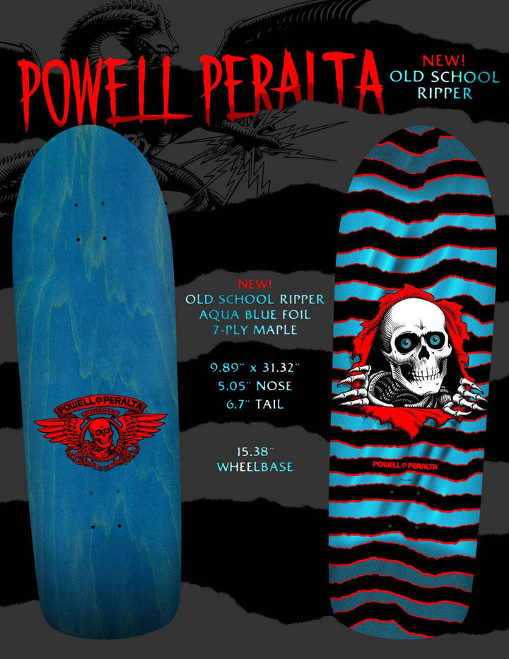 Powell Peralta "OS Ripper" Aqua Foil 10" Skateboard Deck
