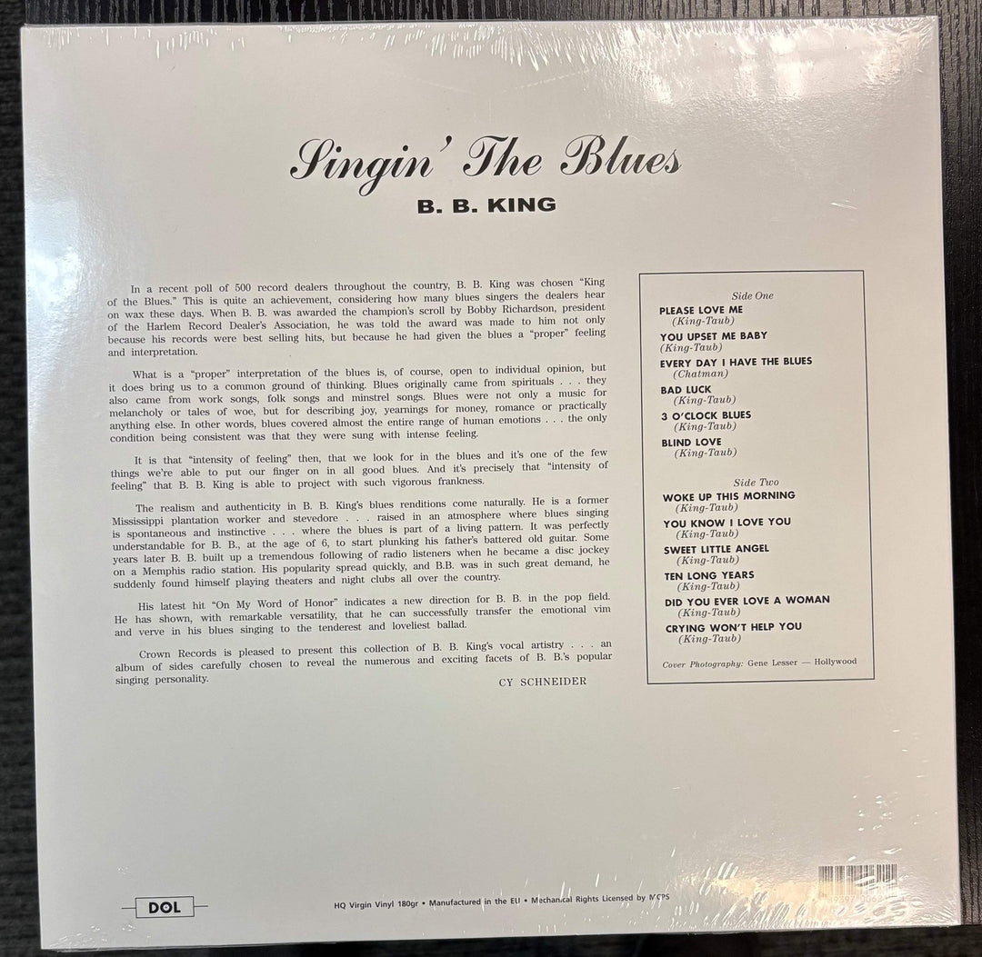 B.B. KING - Singin' The Blues [180G] (Color Vinyl) LP Record