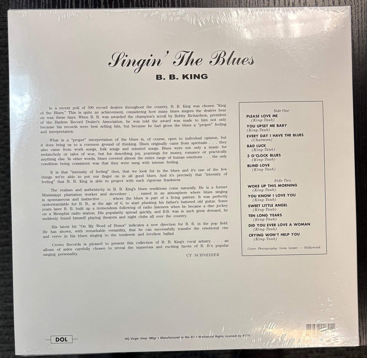 B.B. KING - Singin' The Blues [180G] (Color Vinyl) LP Record
