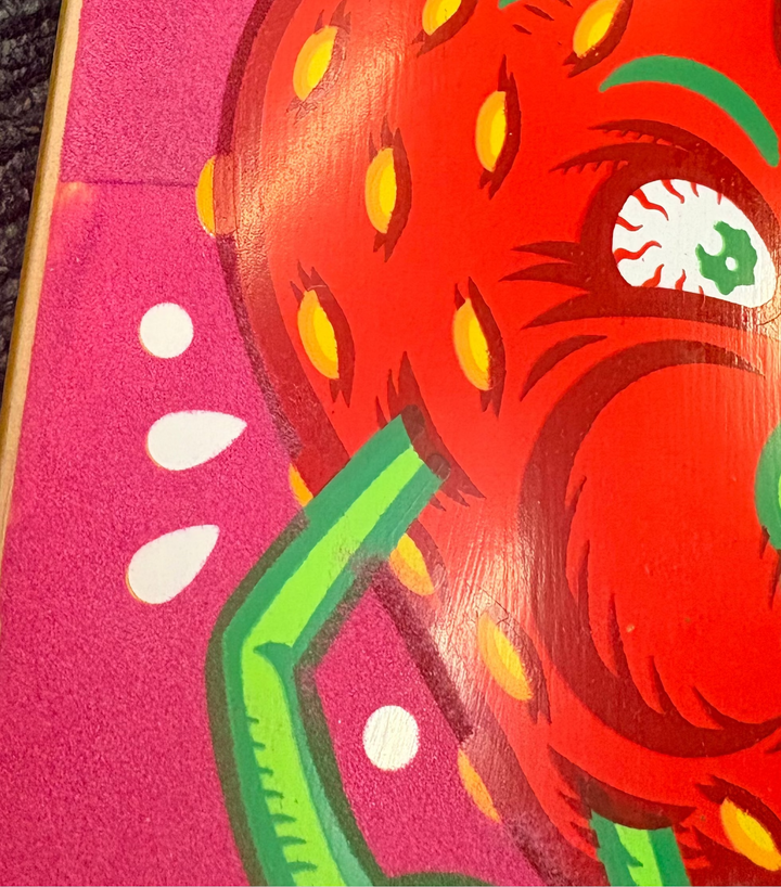 STRANGELOVE Strawberry Cough Deck - FLOCKED Pink 8.875" Skateboard Deck