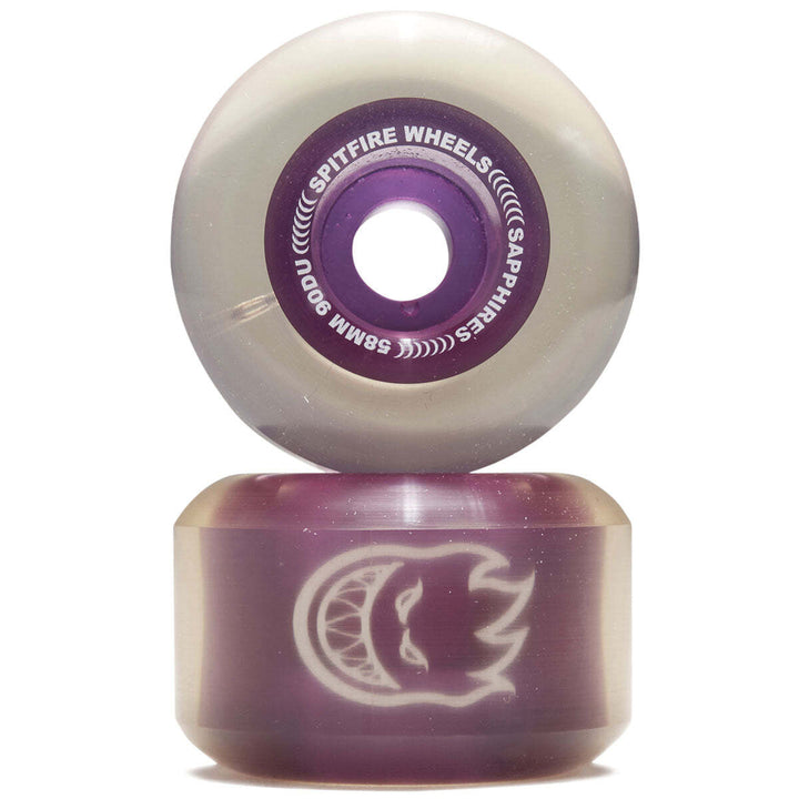 SPITFIRE SAPPHIRES CLEAR PURPLE 58MM 90A SKATEBOARD WHEELS