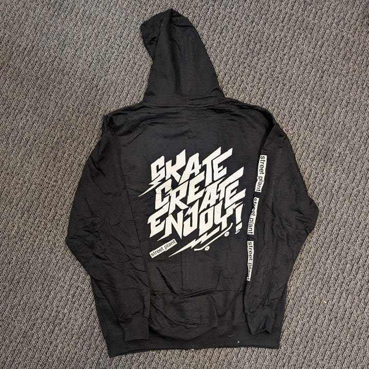 STREET PLANT "SKATE CREATE ENJOY" ZIP-UP HOODED SWEATSHIRT