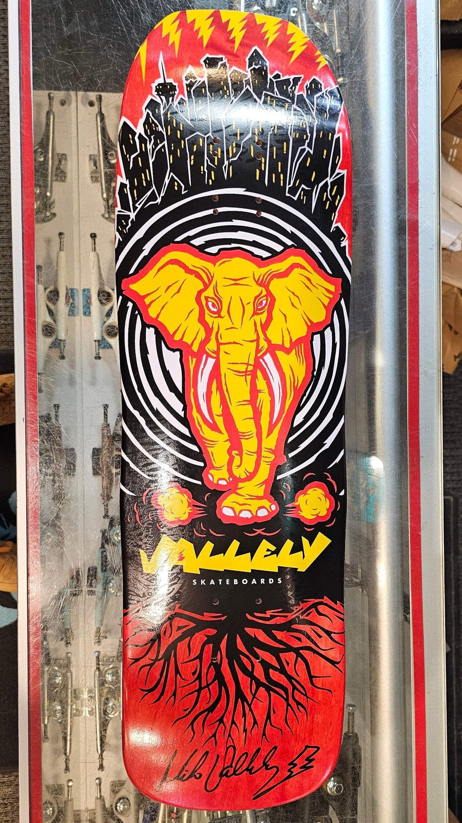 VALLELY SKATEBOARDS "CHARGING ELEPHANT" [Autographed] SKATEBOARD DECK