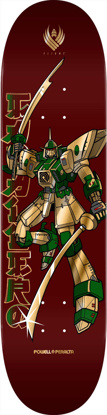 POWELL PERALTA CABALLERO GUNDAM BURGUNDY GOLD FOIL 8.25" FLIGHT SKATEBOARD DECK