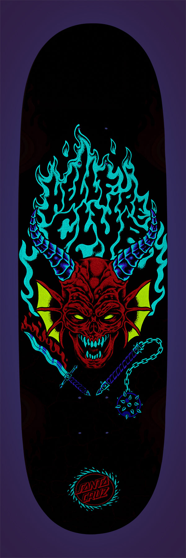 SANTA CRUZ x STRANGER THINGS HELLFIRE CLUB FLAMES 9" COMPLETE SKATEBOARD