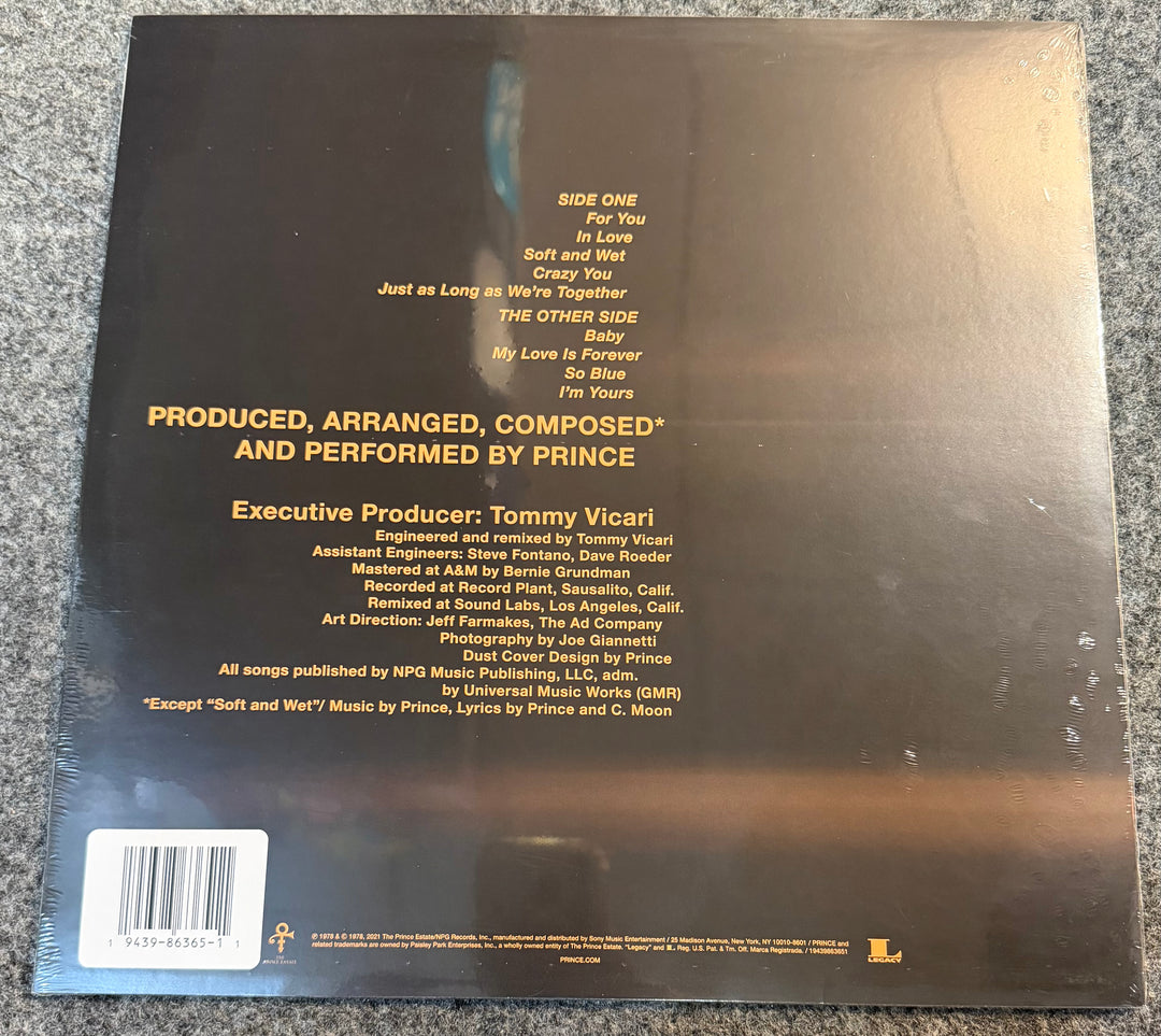 Prince - For You Back Vinyl Record Cover