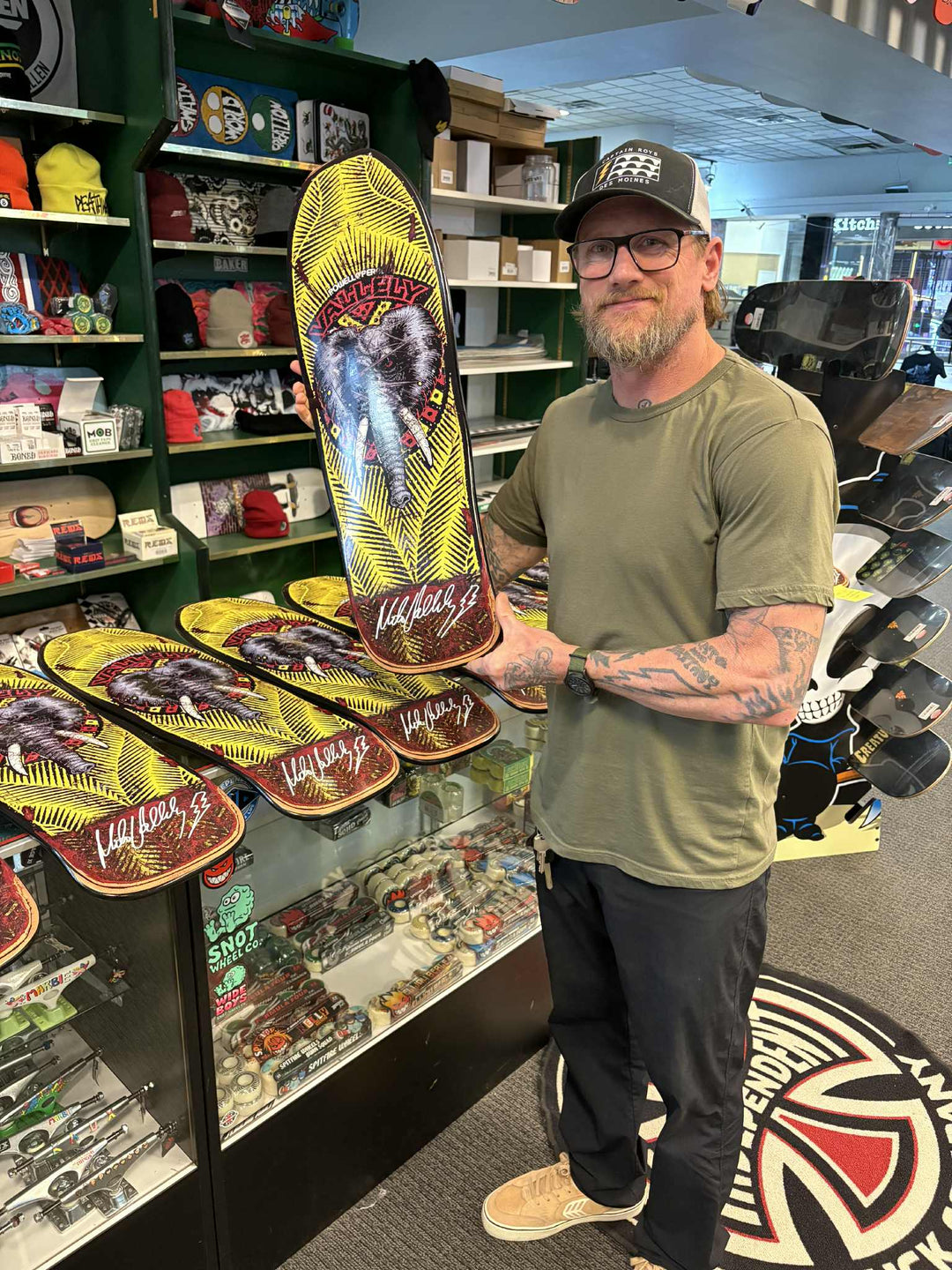 Powell Peralta Vallely Elephant Silver Foil 8.38" [AUTOGRAPHED] Flight Skateboard Deck