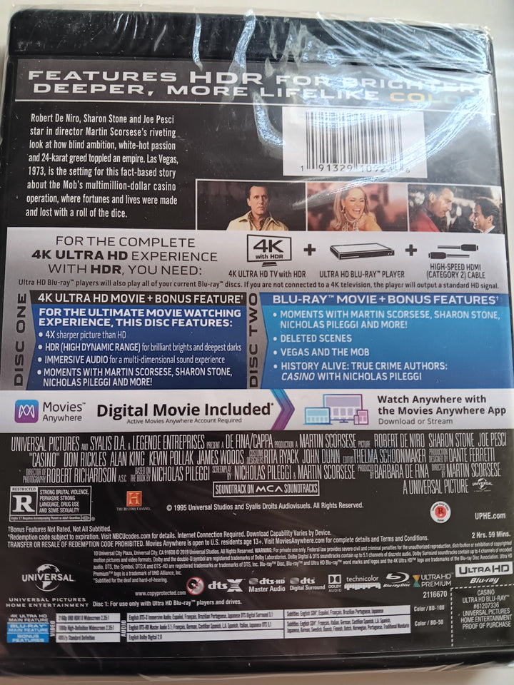 Casino (1995) [4K ULTRA HD BLU-RAY + DIGITAL DOWNLOAD]