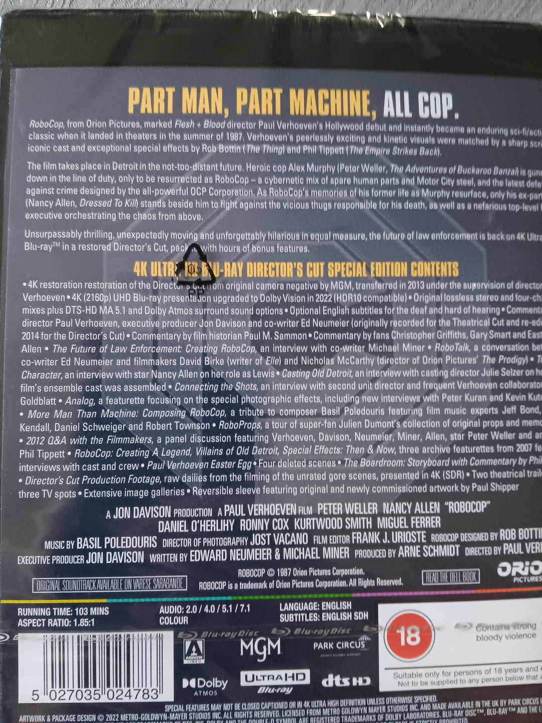 Robocop [4K ULTRA HD BLU-RAY] Released by Arrow