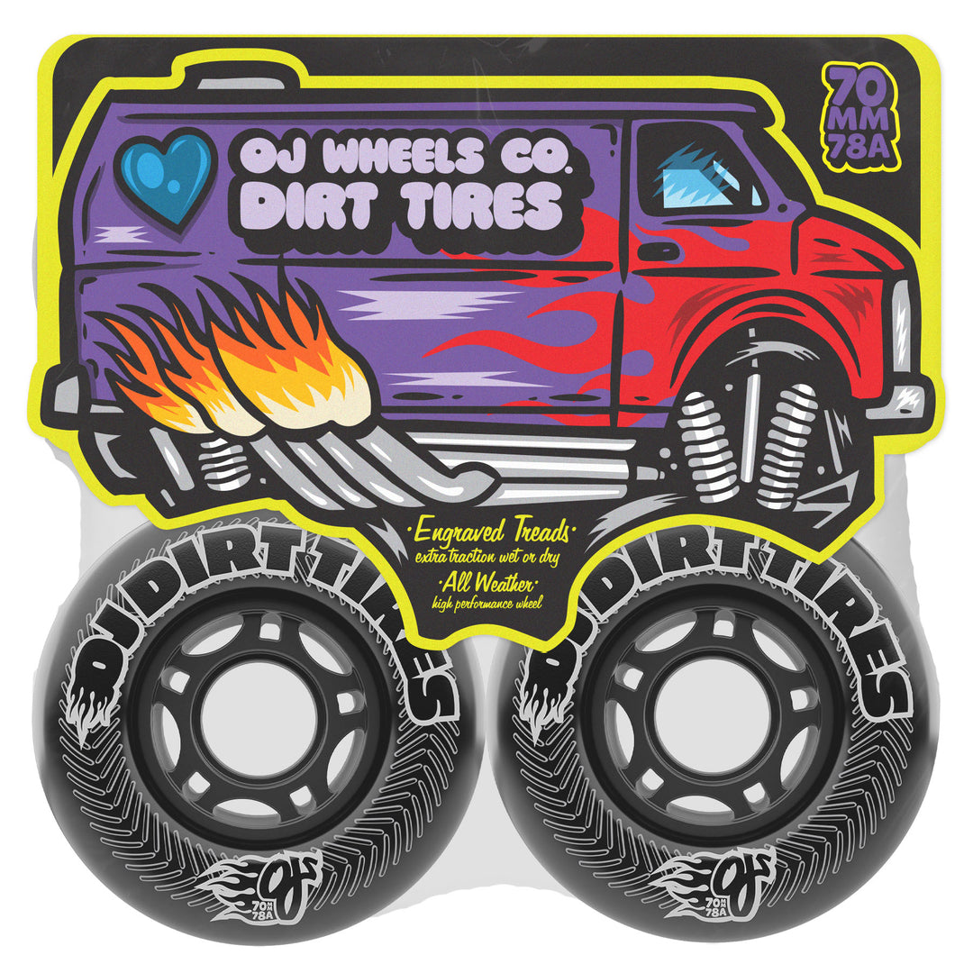 Oj Vandals Thunder Juice Dirt Tires Black 70mm 78A Skateboard Wheels