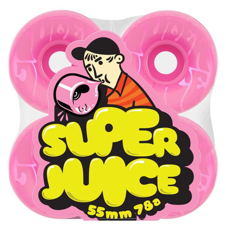 Oj Mini Super Juice Transparent Bubble Gum Pink 55mm 78A Skateboard Wheels