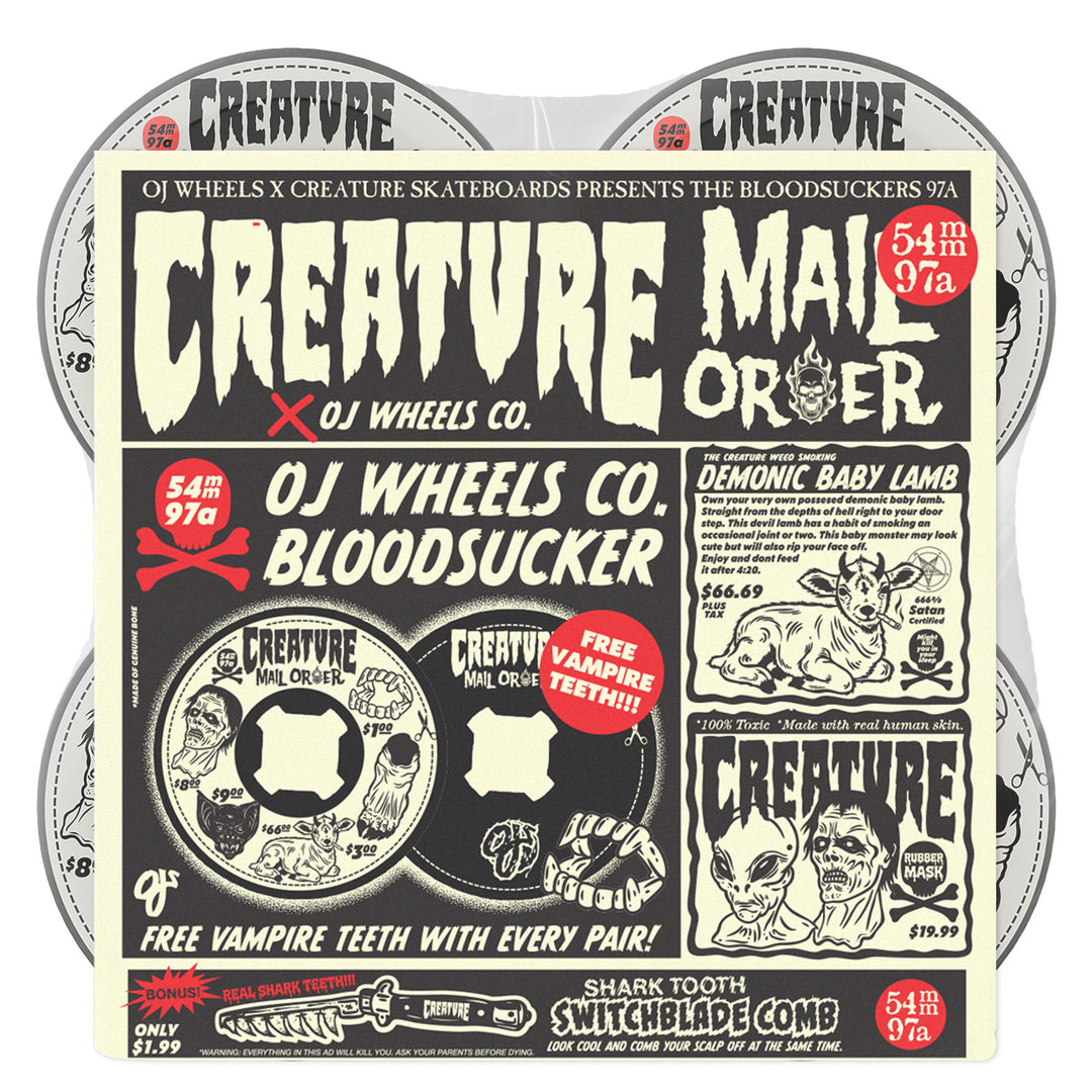 Oj x Creature Mail Order Bloodsuckers 54mm 97A Skateboard Wheels