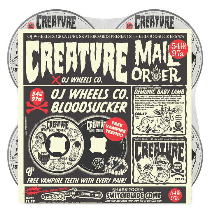 Oj x Creature Mail Order Bloodsuckers 54mm 97A Skateboard Wheels