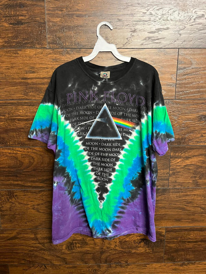 Liquid Blue Pink Floyd Tie Dye - Dark Side of the Moon Tee L