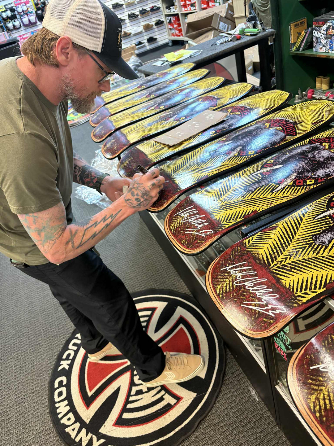 Mike Vallely Signing the Powell Peralta Public Domain Deck Exclusive to the Dark Slide
