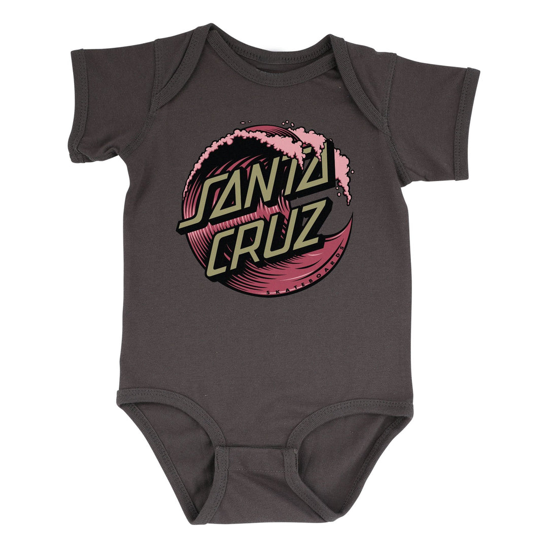 Santa Cruz Wave Dot Front Infant One Piece - Charcoal w/Merlot