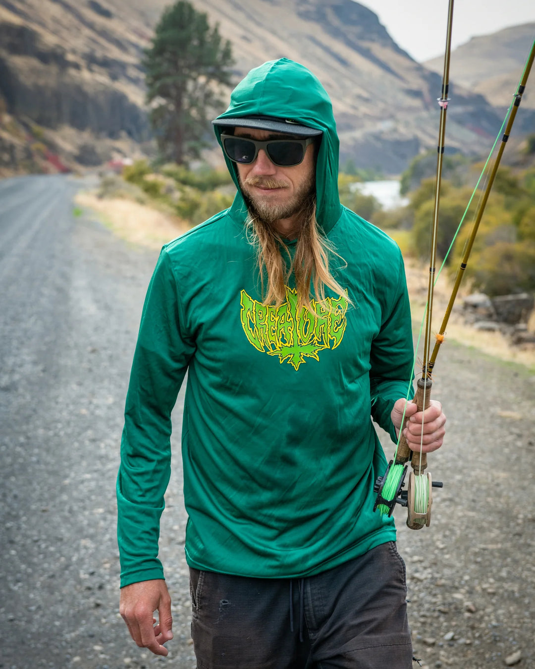 Creature Gravette Hippie Skull L/S Hooded Sun T-Shirt