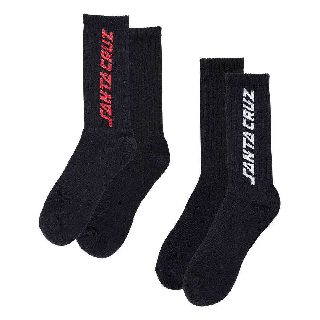 Santa Cruz Solid Strip 2-Pack Crew Socks Black Multi