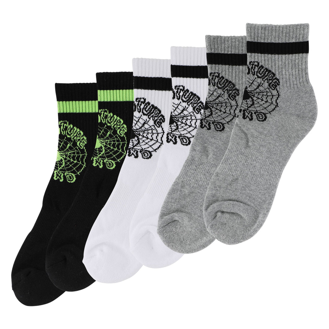 Creature Web Quarter Socks 3-Pack