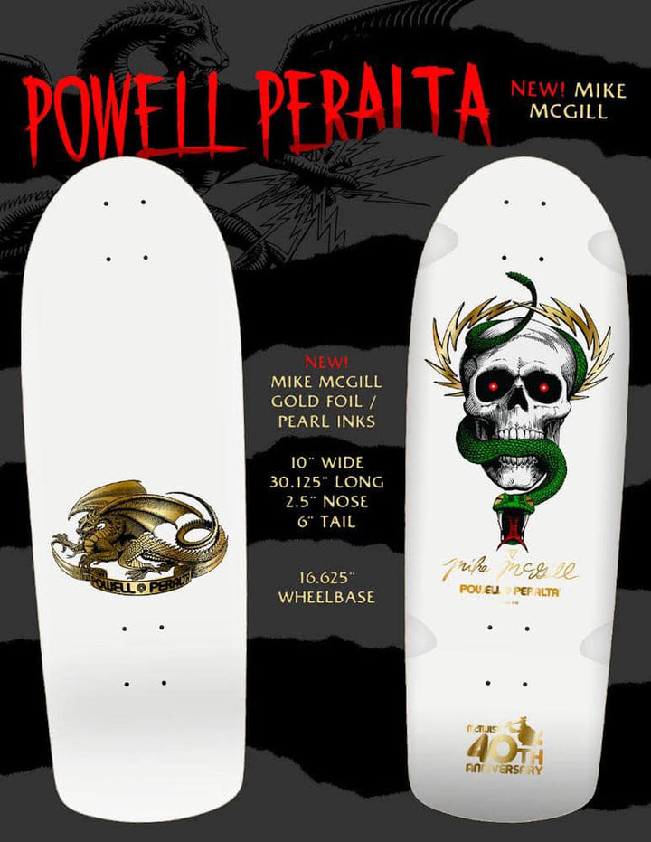 POWELL PERALTA McGILL SKULL & SNAKE McTWIST 40TH ANN. WHITE SKATEBOARD DECK
