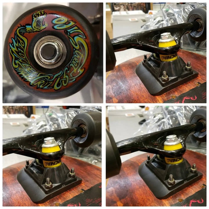 NOS OJ II Speed Wheels, Tracker Ultra Light Trucks, and Santa Cruz Cellblock