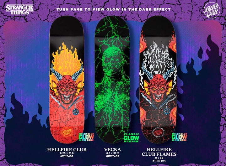 SANTA CRUZ x STRANGER THINGS HELLFIRE CLUB 8.25" SKATEBOARD DECK