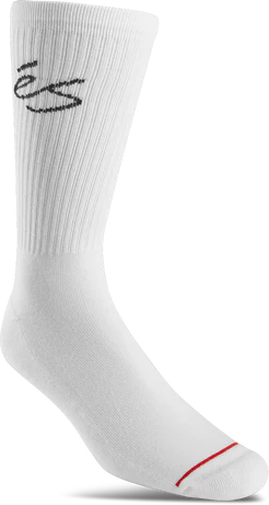 eS Script White Crew Socks