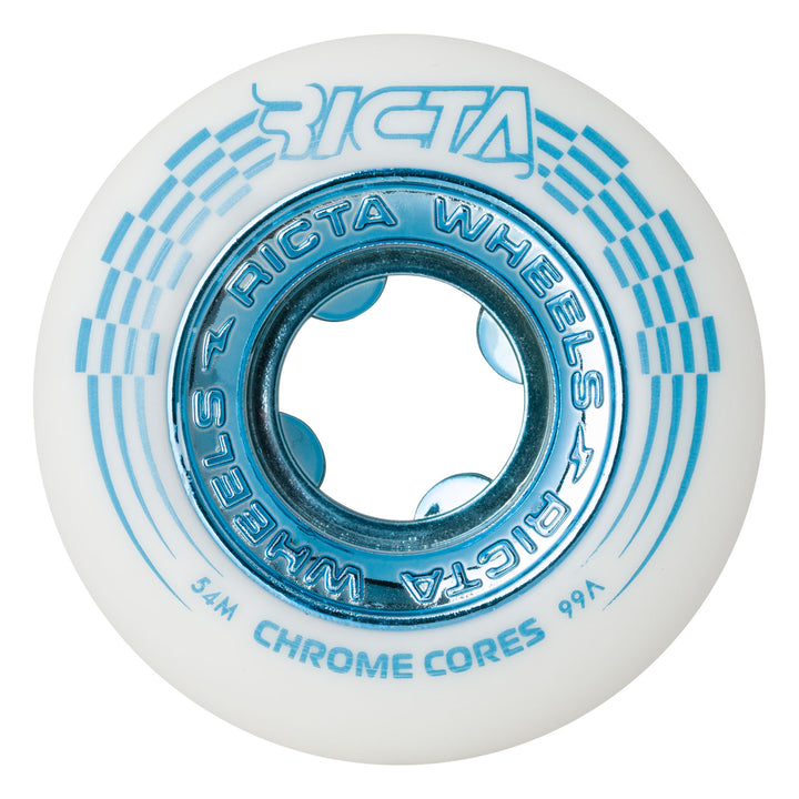 Ricta Chrome Core White Teal 54mm 99a Skateboard Wheels