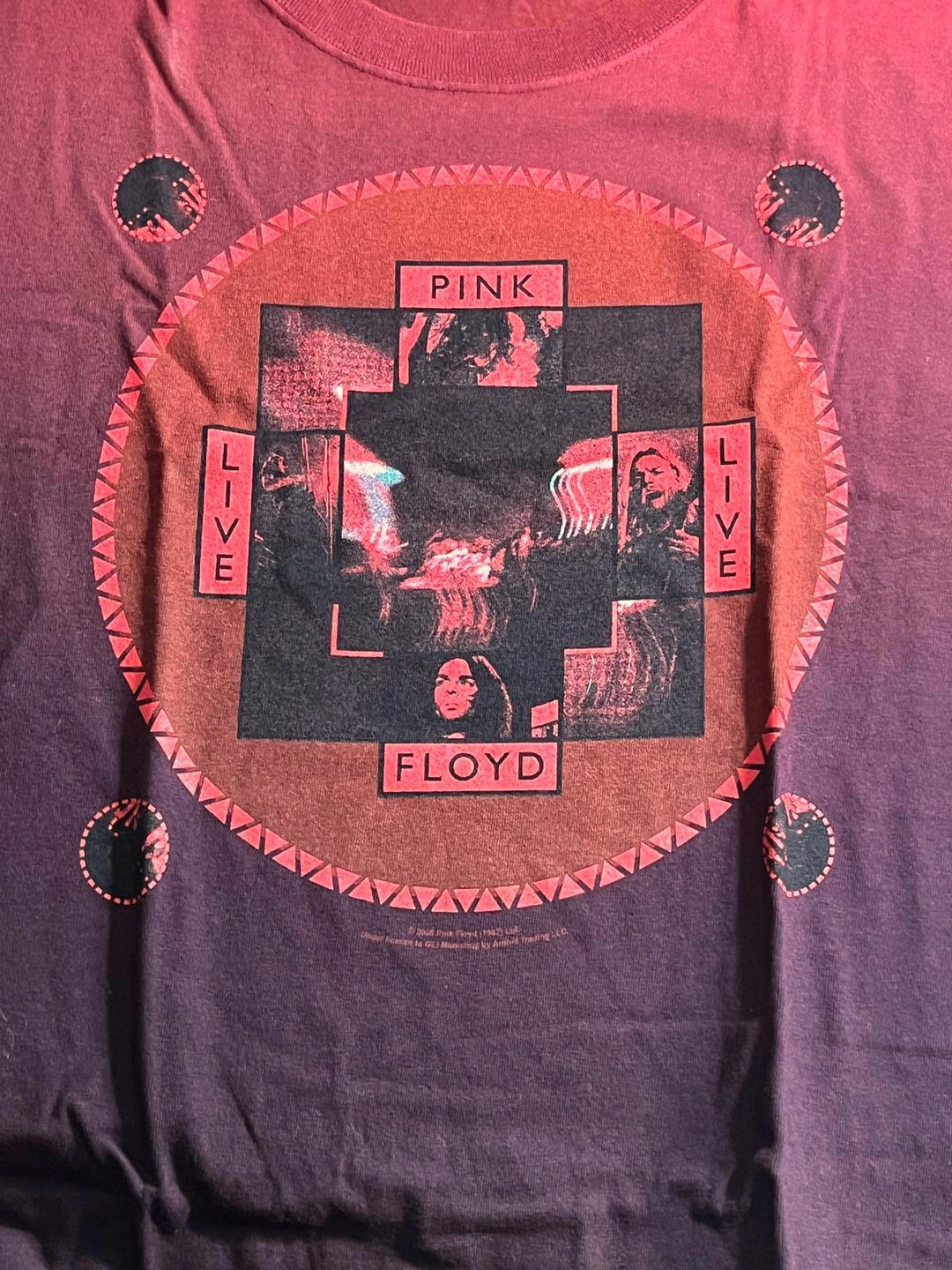 Pink Floyd Red Dye T-shirt Live Over Dyed Shirt XXL
