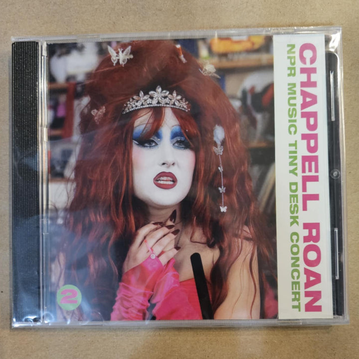 CD cover of Chappell Roan's NPR Music Tiny Desk Concert on a beige background