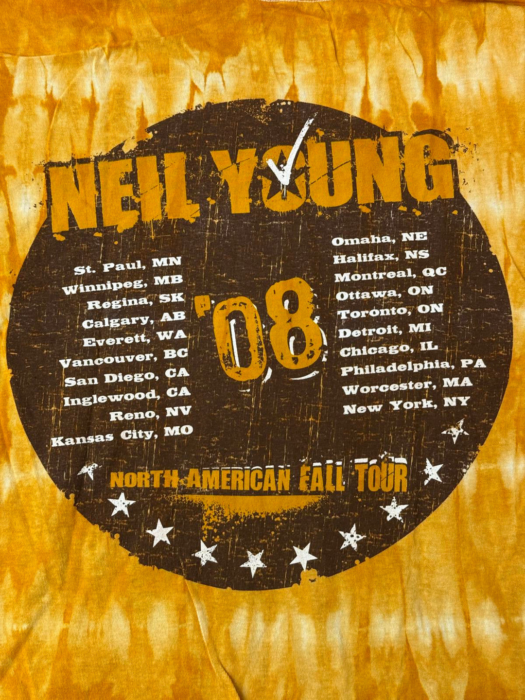 Neil Young T-shirt 2008 Tour North American Tie Dye Tee - M