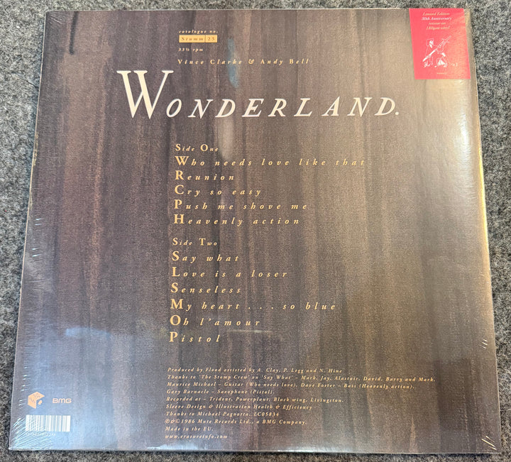Erasure - Wonderland [30th Anniversary/180G] Back Vinyl Record Cover