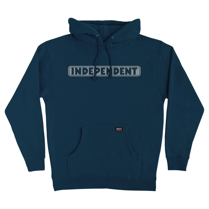 Independent Bar Logo Reflective P/O Heavyweight Navy Hooded Sweatshirt