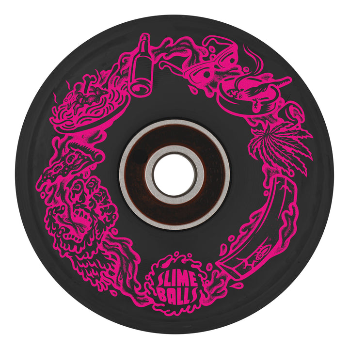Slime Balls Neon Vomit Light Ups OG Slime Black 60mm 78a Skateboard Wheels
